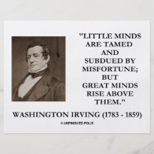 Washington Irving Little Minds Great Minds Quote Flyer