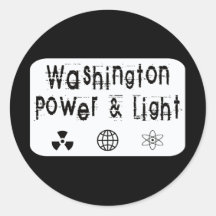 Washington Power and Light, White Round Stickers