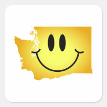 Washington Smiley Face Square Stickers