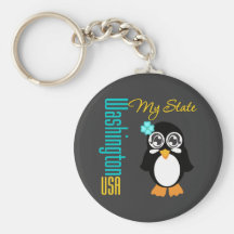 Washington USA Penguin Keychain