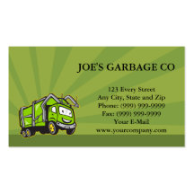 Waste Collection Garbage Rubbish Truck Cartoon Business Card Template