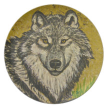 Watchful Eyes Wolf Plate