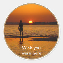 Watching Sunset - round sticker