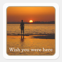 Watching Sunset - square sticker