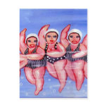 Water Aerobics Divas Fun Whimsical Chubby Postcard