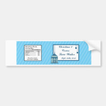 Water Bottle Label Birdcage/Pink Stripes cage Bumper Stickers