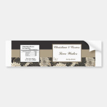 Water Bottle Label Black Cream Daisies/Carnation L Bumper Stickers