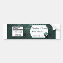 Water Bottle Label Damask Teal Couple Man Woman Bumper Sticker