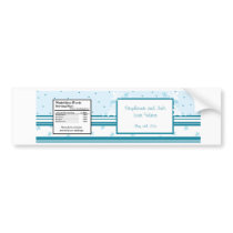Water Bottle Label Green and Blue Daisies