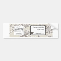 Water Bottle Label Grey Flourish Swirls Bumper Stickers