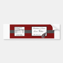 Water Bottle Label Peacock Red Black White Bumper Sticker