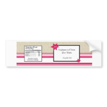 Water Bottle Label Pink and Black Wild Flowers