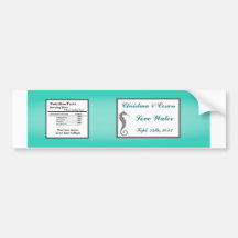 Water Bottle Label Seahorse Anchor Turquoise Beach Bumper Stickers