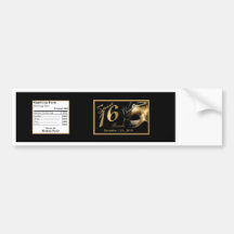 Water Bottle Label Sweet 16 Gold Black Bumper Stickers