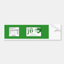 Water Bottle Label Sweet 16 Green Party Bumper Sticker