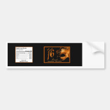 Water Bottle Label Sweet 16 Orange Black Bumper Sticker
