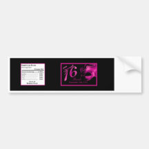 Water Bottle Label Sweet 16 Pink Black Party Bumper Stickers