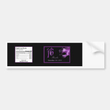 Water Bottle Label Sweet 16 Purple Lilac Black Bumper Sticker