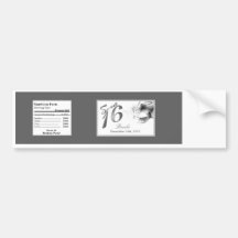 Water Bottle Label Sweet 16 Silver White Party Bumper Sticker