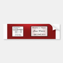 Water Bottle Label White Tree Red Black Stripes Bumper Stickers