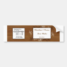 Water Bottle Label Wooden Plank Floral Wedding Flo Bumper Stickers