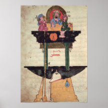 Water clock with automated figures posters