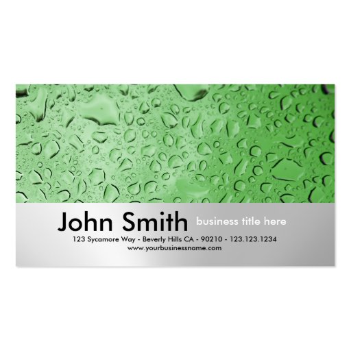 Water Droplets Brushed Metal Design business card