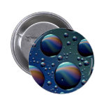 Water droplets on glass pinback buttons
