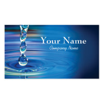 Water drops flowing into pool business card templates