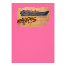 water lilies and boat torn sketch custom invitations