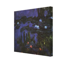 Water Lilies, Monet, Vintage Floral Impressionism Gallery Wrap Canvas