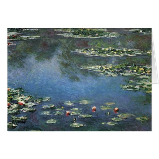 Water Lilies, Monet, Vintage Impressionism Flowers Greeting Card