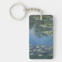 Water Lilies, Monet, Vintage Impressionism Flowers Acrylic Keychain