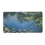 Water Lilies, Monet, Vintage Impressionism Flowers Shipping Label