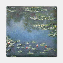 Water Lilies, Monet, Vintage Impressionism Flowers Fridge Magnets