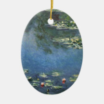 Water Lilies, Monet, Vintage Impressionism Flowers Christmas Ornaments