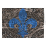 Water Metre lid with blue Fleur De Lis cards