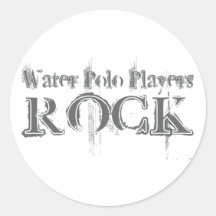 Water Polo Players Rock Round Stickers