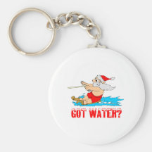Water Ski Santa Keychain