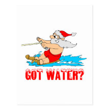 Water Ski Santa Post Card