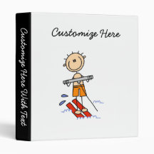 Water Skiing Stick Figure 3 Ring Binders