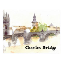 Watercolor Charles Bridge Postcard