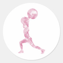 Watercolor Clean & Jerk in Pink Round Stickers