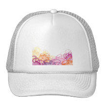 Watercolor Floral in Pink, Purple, and Orange Hats