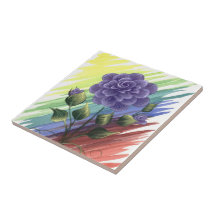 Watercolor Floral Tile 1