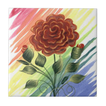 Watercolor Floral Tile 3