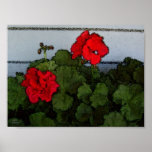 Watercolor Geraniums Print