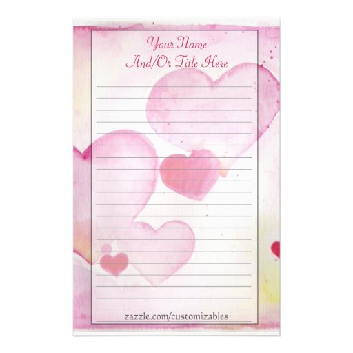 Watercolor Hearts Stationery