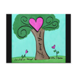 Watercolor Love Tree With Hearts and Flowers Postcard