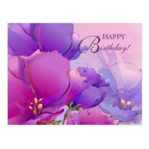 Watercolor Painting Happy Birthday Postcards